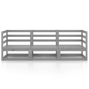 vidaXL 3-osobowa sofa ogrodowa, szara, lite drewno sosnowe - Ławki ogrodowe - miniaturka - grafika 2