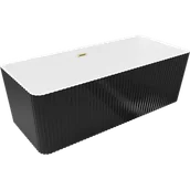 Wanny - Mexen Nila wanna wolnostojąca ryflowana 170 x 75 cm, biała/czarna, przelew złoty szczotkowany - 52841708075-55 - miniaturka - grafika 1