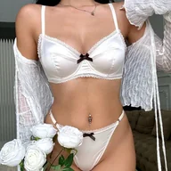 Komplety bielizny - Satynowy komplet bielizny - Biały S - miniaturka - grafika 1