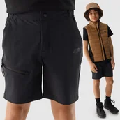 Spodenki damskie - Spodenki Chłopięce 4F Szorty Czarne Way Stretch 4FJWSS24TFSHM437 Czarny 158 - miniaturka - grafika 1