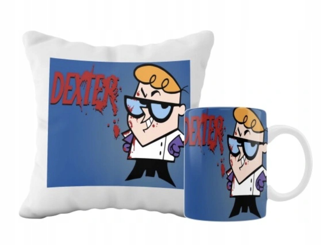 ZESTAW PODUSZKA + KUBEK Prezent DEXTER LABORATORIUM + IMIĘ 28