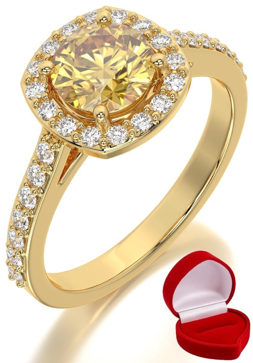 ZŁOTY PIERŚCIONEK ZARĘCZYNOWY 585 14k SZAFIR 1 ct + PUDEŁKO CERTYFIKAT R25