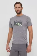 Koszulki męskie - Columbia t-shirt sportowy zero rules kolor szary z nadrukiem - miniaturka - grafika 1