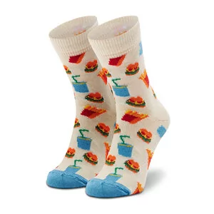 Skarpetki damskie - Happy Socks Skarpety Wysokie Dziecięce KHAM01-1300 Biały Kolorowy - grafika 1