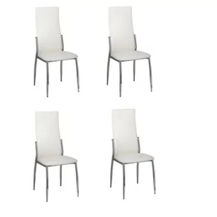 vidaXL Krzesła jadalniane, białe z chromowaną ramą x 4 - Krzesła - miniaturka - grafika 1