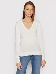 Swetry damskie - Lacoste Sweter AF7013 Biały Regular Fit - grafika 1