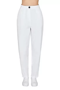 Armani Exchange Damskie spodnie na co dzień z przodu i z tyłu, metalowe zapięcie na guziki, Optyka. Biały, S - Spodnie damskie - miniaturka - grafika 1