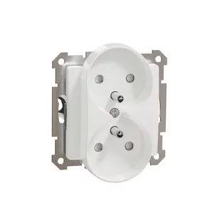 Gniazdo podwójne z uziemieniem Schneider Sedna Design SDD111275 z przesłonami do systemu ramkowego białe Design  Elements - Gniazdka elektryczne - miniaturka - grafika 1