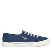 Trampki damskie - Tenisówki Pepe Jeans Brady Basic W PLS31287 Niebieski - miniaturka - grafika 1