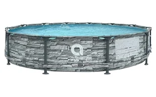 VELACO Basen ogrodowy stelażowy okrągły AVENLI STONY 366x76 cm w zestawie z pompą filtrującą kolor SZARY - Baseny ogrodowe - miniaturka - grafika 1