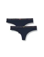Majtki damskie - Emporio Armani Stringi damskie, 2 sztuki, Marine Printed/Solid, XL - miniaturka - grafika 1