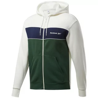 Bluzy sportowe męskie - Bluza męska Reebok Classic Linear Fullzip zielono-biała - grafika 1