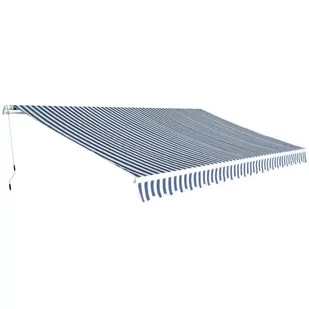 vidaXL Markiza zwijana ręcznie, 500 cm, niebiesko-biała - Markizy - miniaturka - grafika 1