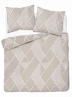 Pościel - Pościel z mikrofibry 220x200 Geometryczny styl ciepły beż - miniaturka - grafika 1