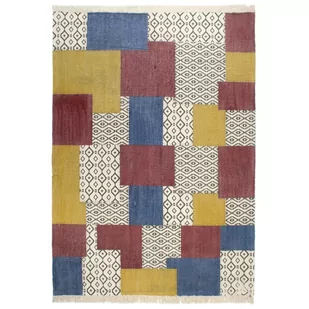 Vida Ręcznie tkany kilim bawełna 200x290 cm z nadrukiem kolorowy V-287558 - Dywany - miniaturka - grafika 1