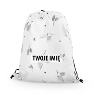Plecaki worki - WORKO-PLECAK z Twoim imieniem Małe szare listki 065 - miniaturka - grafika 1