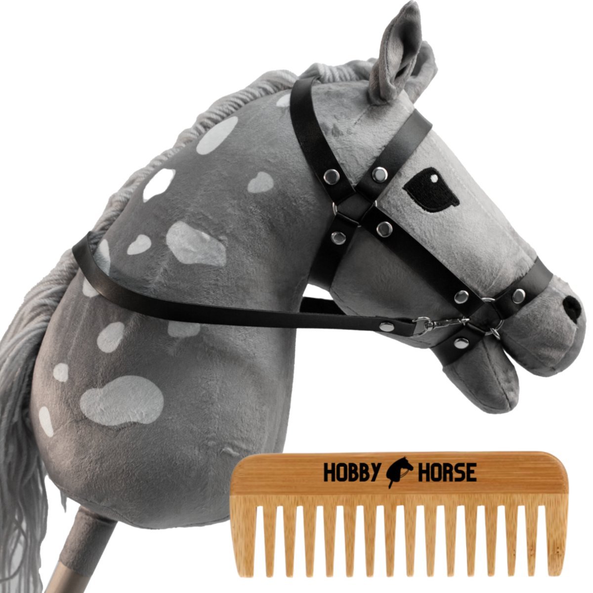 HOBBY HORSE A4 KONIK GŁOWA KOŃ NA KIJU KONIA Z GRZYWĄ DO SKAKANIA GRZEBIEŃ [M-HOBBYHORSE407]