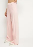 Spodnie damskie - Jasnoróżowe Szerokie Spodnie z Wiskozą w Kant Silhiris - miniaturka - grafika 1