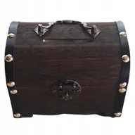 Skarbonki - DUŻA SKRZYNIA SKARBONKA DREWNIANA SKRZYNKA LOFT RUSTYKALNY 17,5CM DIKOM - miniaturka - grafika 1