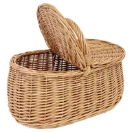 Torby i wózki na zakupy - Kosz z wikliny na zakupy, lub piknik z dwoma klapami, zamykany 45x30x36 koszyk na targowisko - miniaturka - grafika 1