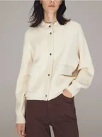 Swetry damskie - Reserved - Kardigan z kieszeniami - kremowy - miniaturka - grafika 1