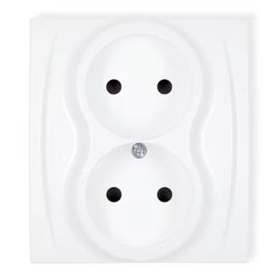 Gniazdo podwójne bez uziemienia Logo białe - Gniazdka elektryczne - miniaturka - grafika 1