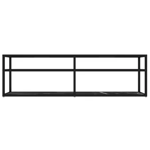 Lumarko Szafka pod TV, czarny marmur, 140x40x40,5 cm, szkło hartowane - Szafki RTV - miniaturka - grafika 4