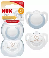 Smoczki uspokajające - Nuk Star Silikonowy Smoczek Uspokajający 0-6M 2Szt 730713 Niebieski - miniaturka - grafika 1