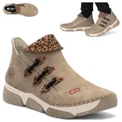 Półbuty damskie - Rieker Półbuty Damskie Sportowe Wygodne Buty Wsuwane Jesień Beżowe Modne 41 - miniaturka - grafika 1