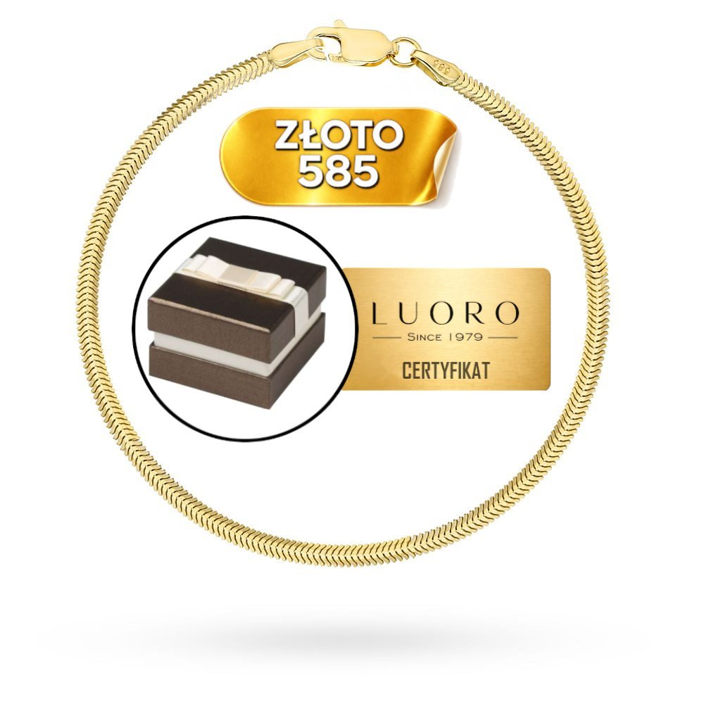 BRANSOLETKA ZŁOTA 585 14K SPLOT ŻMIJKA 2,6 MM 18,5 CM ELEGANCKA DELIKATNA