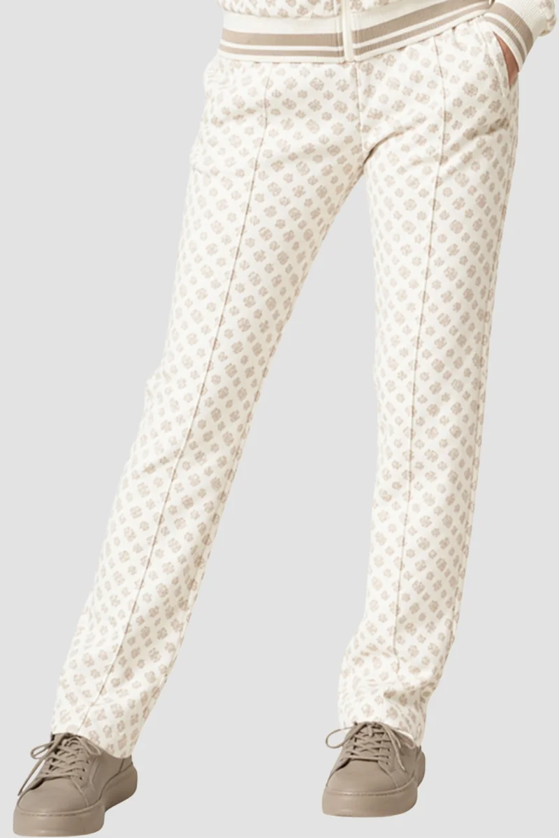 GUESS Beżowe spodnie damskie z monogramem S