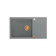 Zlewozmywaki - QUADRON Zlewozmywak EVAN 136 XL szary, elementy miedziane, k.pneum. HCQE58650U5_PVDC1_P2O- - miniaturka - grafika 1