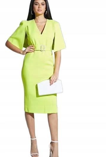 KAREN MILLEN SUKIENKA KOKTAJLOWA ZIELONA MIDI 42 2AXD4* T5A