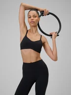 Bielizna sportowa damska - 4F Biustonosz do jogi z niskim wsparciem damski - czarny XS - miniaturka - grafika 1