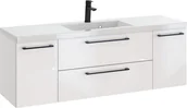 Szafki łazienkowe - Szafka z Umywalką ROSEN 140 cm D - Uchwyt Czarny - miniaturka - grafika 1