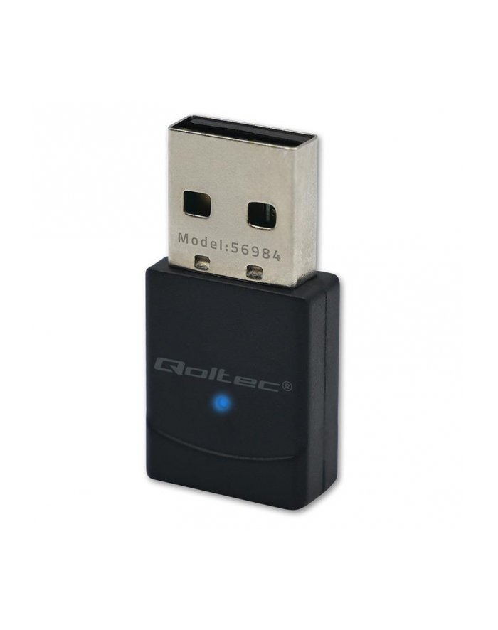 qoltec Bezprzewodowy mini Adapter Wi-Fi 6 Standard AX Bluetooth 5.4 USB 900Mbps 56984