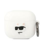 Moda i Uroda OUTLET - Karl Lagerfeld KLA3RUNCHH AirPods 3 cover biały/white Silicone Choupette Head 3D - miniaturka - grafika 1