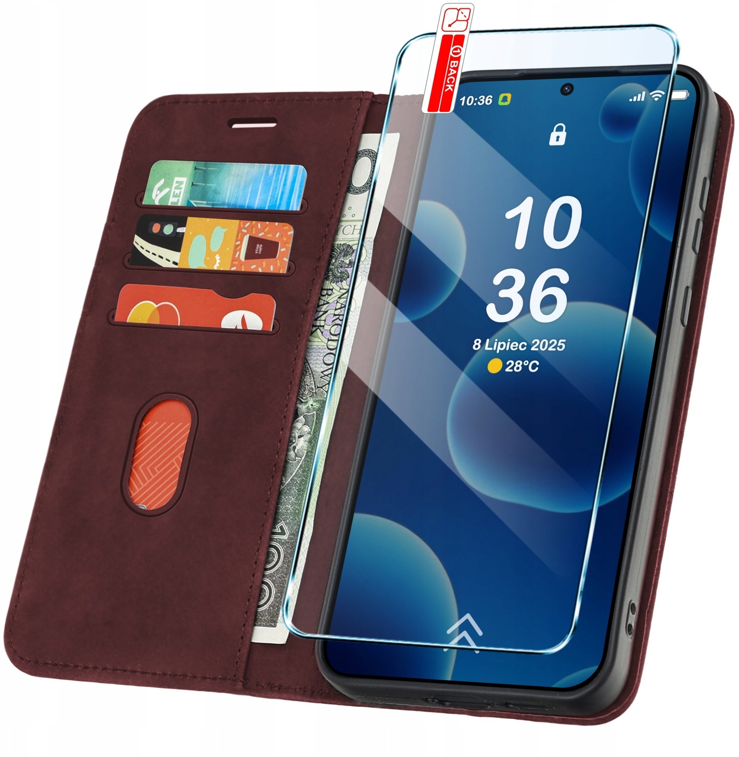 krainaGSM Etui Z Klapką Do Samsung A52 A52S 5G Zamykane, Magnetyczne Kabura + Szkło