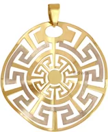 Wisiorki - Zawieszka złota, falujące Słońce z greckim wzorem pr.585 - miniaturka - grafika 1