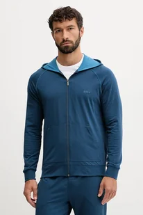 BOSS bluza lounge kolor niebieski z kapturem gładka - Bluzy męskie - miniaturka - grafika 1