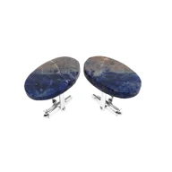 Spinki do mankietów i krawatów - Spinki do mankietów Sodalit owalny (S750) Srebro [925] - miniaturka - grafika 1