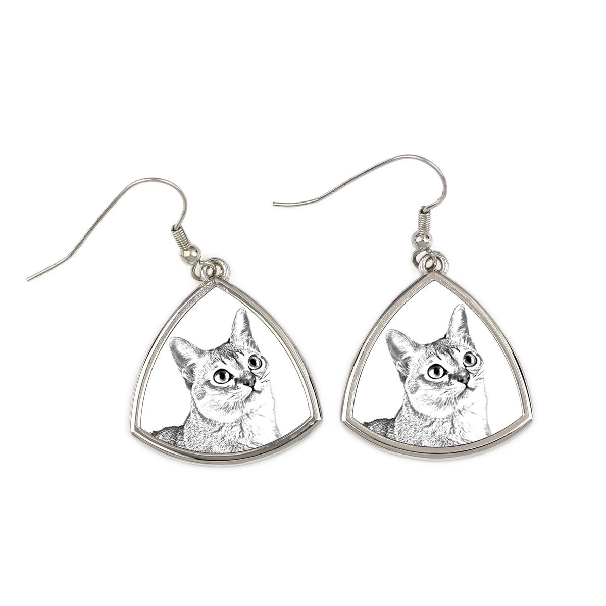 Singapura - kolczyki z kotem, wiszące kolczyki ze zdjęciem, personalizowana biżuteria z nadrukiem marki Art-Dog