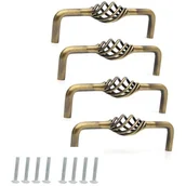 Zawiasy, okucia i inne akcesoria - Zestaw 4 antycznych uchwytów do szuflad z Inconelu do drzwi komody – brąz/96 mm - miniaturka - grafika 1