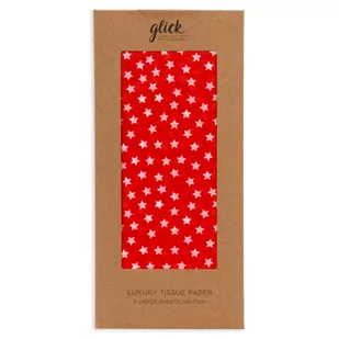 Glick, Bibułka Tissue Stars Red, 50x75 cm, 4 arkusze - Akcesoria do pakowania - miniaturka - grafika 1