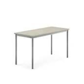 Meble do szkół i przedszkoli - Stół SONITUS, 1400x600x720 mm, jasnoszare linoleum, szary aluminium - miniaturka - grafika 1