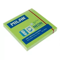 MILAN Karteczki neonowe 75x75 mm zielone 80 sztuk - Szkolne artykuły papiernicze - miniaturka - grafika 1
