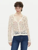 Swetry damskie - Pepe Jeans Kardigan Olympia PL702273 Beżowy Regular Fit - miniaturka - grafika 1