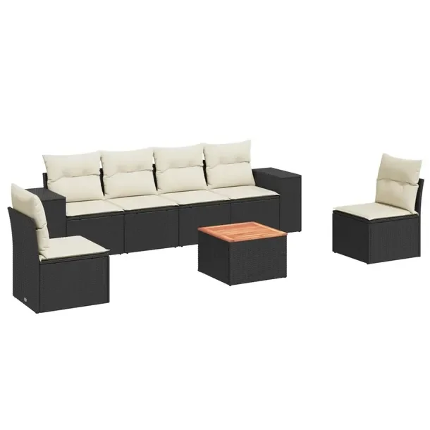 Zestaw mebli ogrodowych modułowych czarny rattan PE 55 x 62 x 69 cm