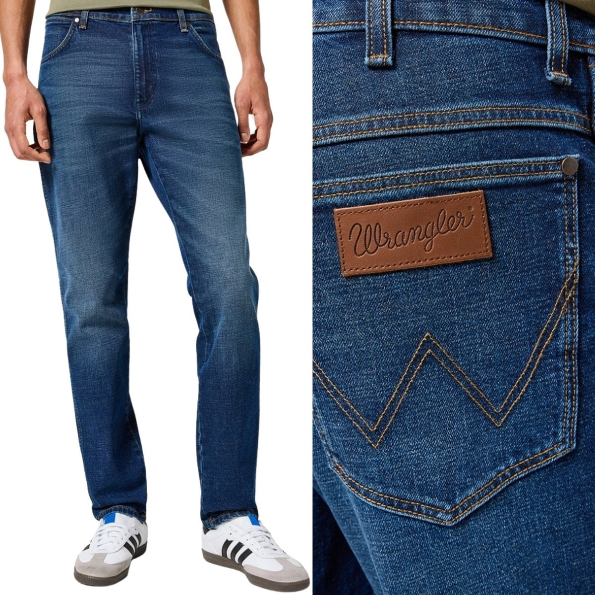 Wrangler RIVER Black Hole KLASYCZNE ZWĘŻANE CIEMNE SPODNIE JEANSOWE W34 L34