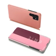 Etui i futerały do telefonów - Clear View Case futerał etui z klapką Samsung Galaxy S22 Ultra różowy - miniaturka - grafika 1